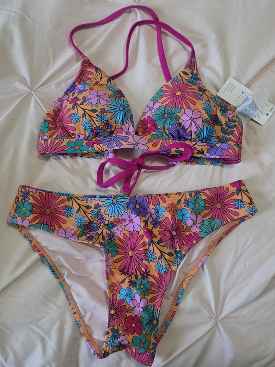 Cupshe Other - Floral Pink Orange Two-Piece Bikini